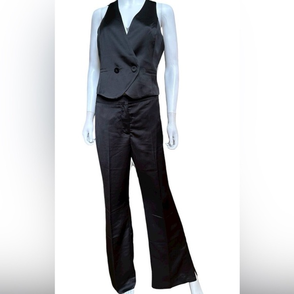 Jason Wu Set Black Satin Tuxedo Vest & Pants Size 2 NWOT